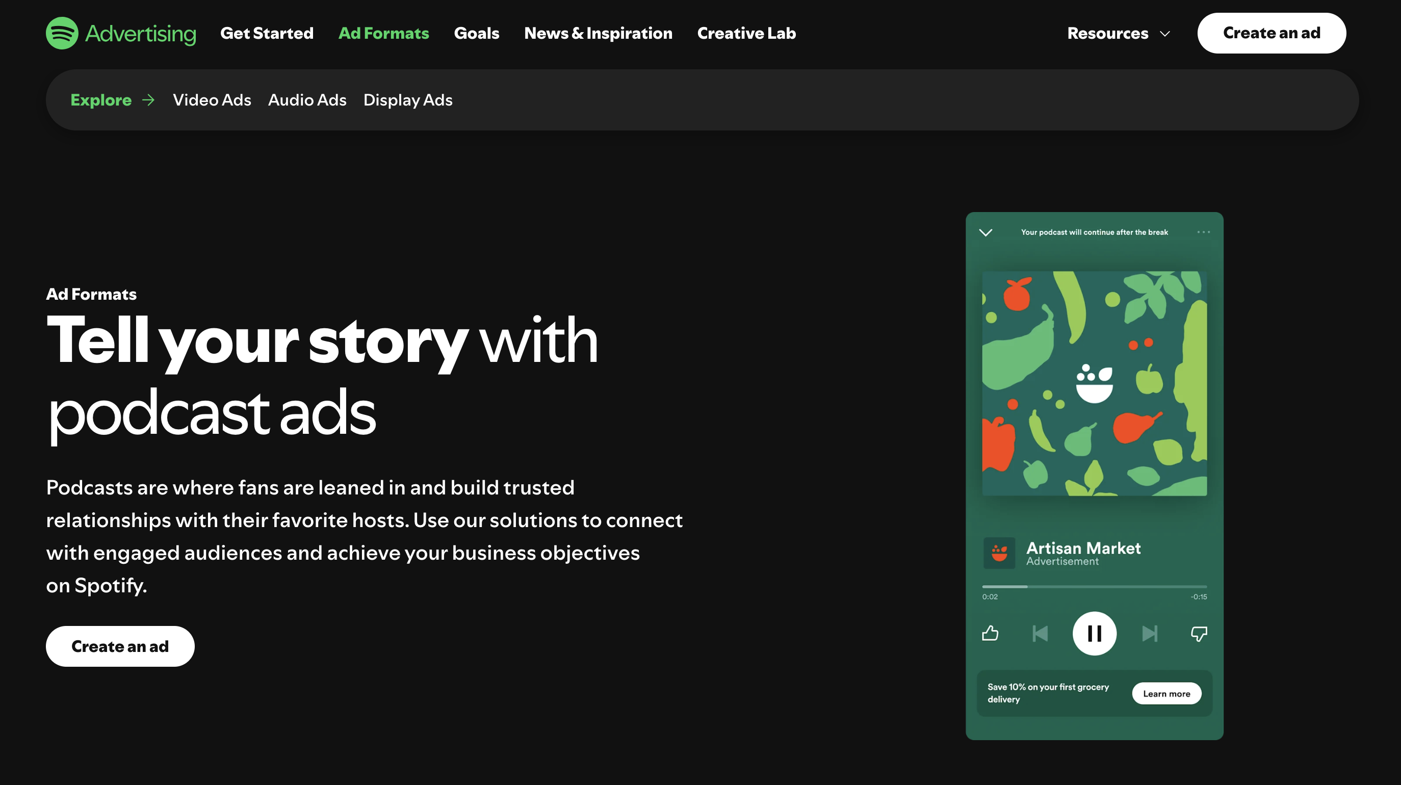 Spotify Podcast Ads Interface